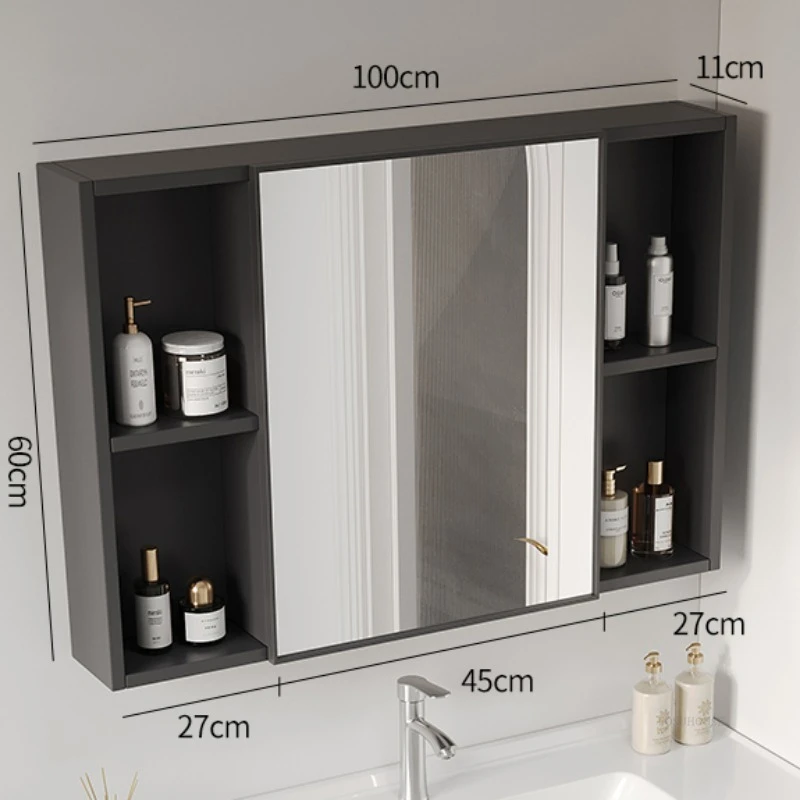 Smart Bathroom Mirror Cabinet Space Aluminum Home Furniture Wall-mounted Storage Makeup Mirror Cabinets With Light Storage