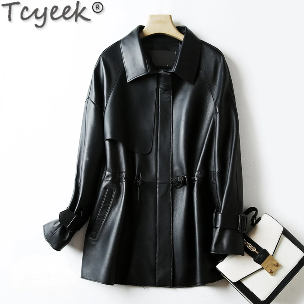 Top Tcyeek Layer Genuine Leather Jacket Women Spring Autumn Real Sheepskin Motocycle Jackets Woman Clothing Jaqueta Feminina