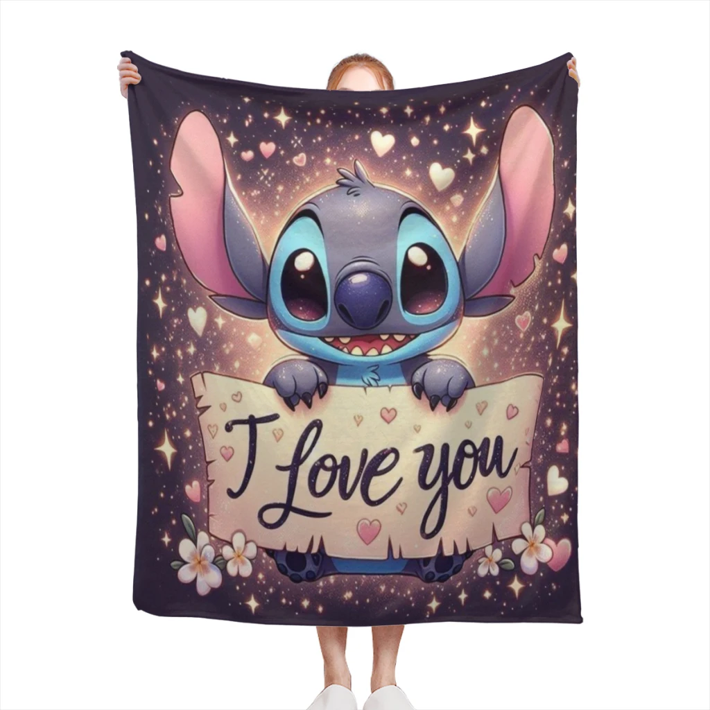 

Stitch Blanket Flange Textile Decor Portable Super Soft Throw Blankets for Home Office Plush Thin Quilt