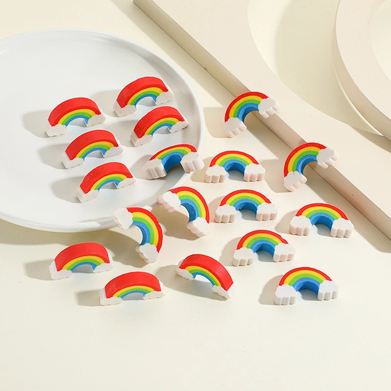 10Pcs Creative Kawaii Rainbow Bridge Erasers Pencil Rubber School Supplies Cute Cartoon Mini Rainbow Bridge Eraser Kids Gifts