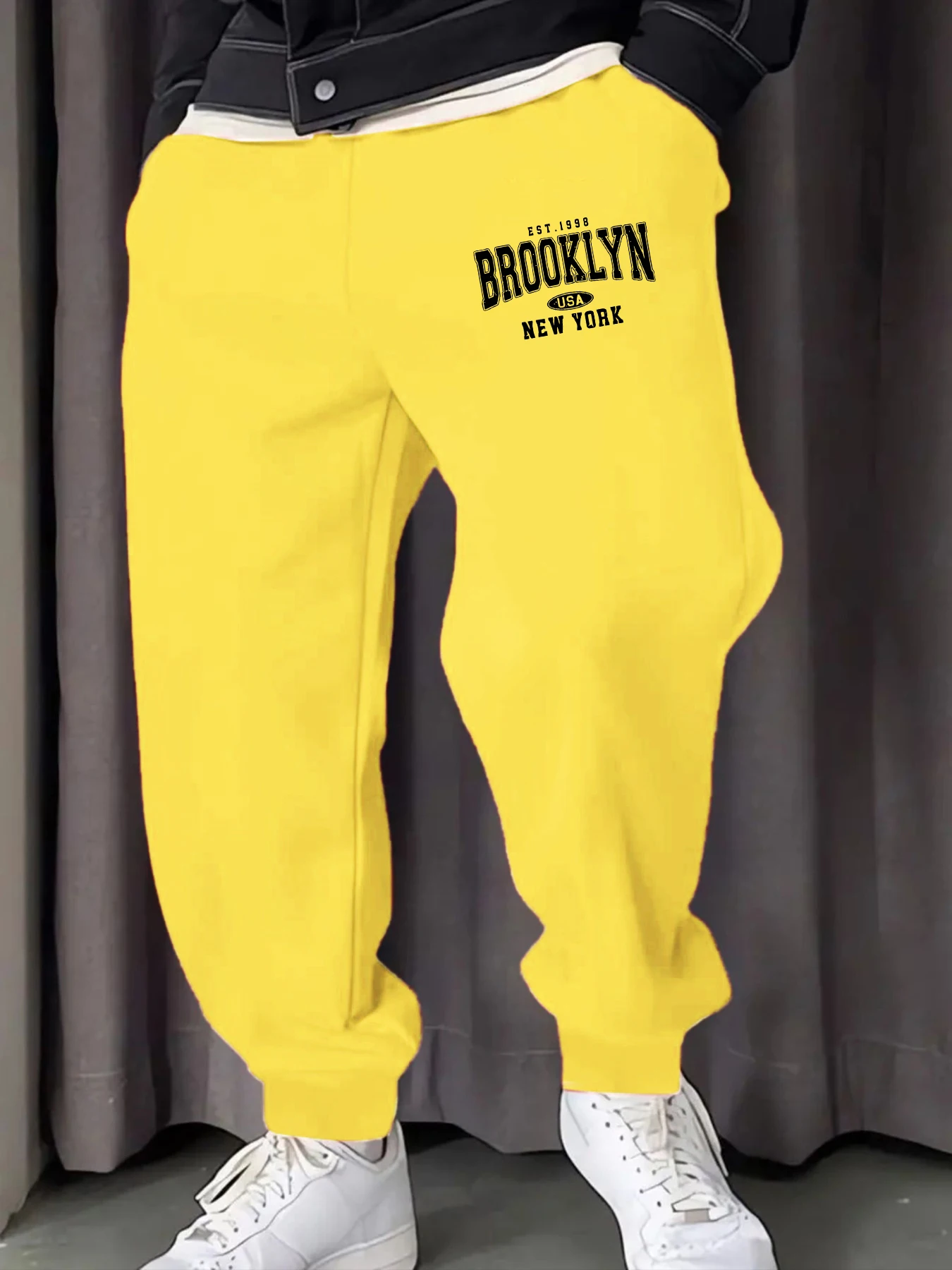 

Brooklyn New York Usa Print Mens Sweatpant Trendy Basic Trousers Casual Elastic Waist Pants Sports Drawstring Unisex Pant