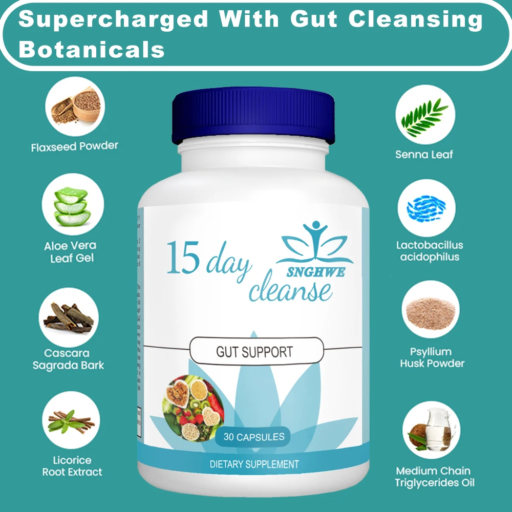 Colon 15 Day Cleanse, Gut Cleanse Detox for Adult with Cascara Sagrada, Psyllium Husk&Senna Leaf, Colon Cleanse Supplement