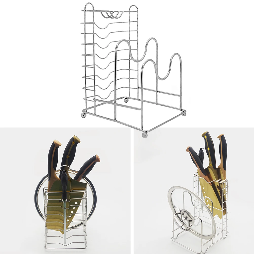 

Stainless Steel Cutting Board Rack Safe Multifunctional Kitchen Storage Organizer Pot Lid Bakeware Pan Holder