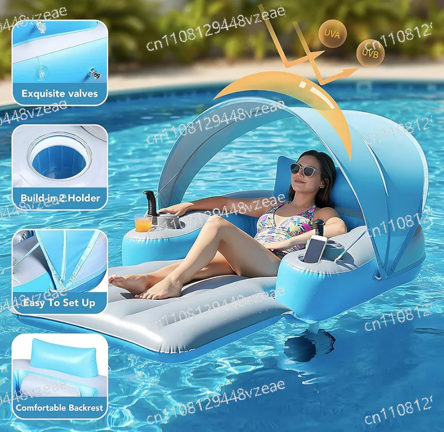 Water Inflatable Double Electric Lounger Adult Pool Jet Skis Boat Floating Row with Thrusters