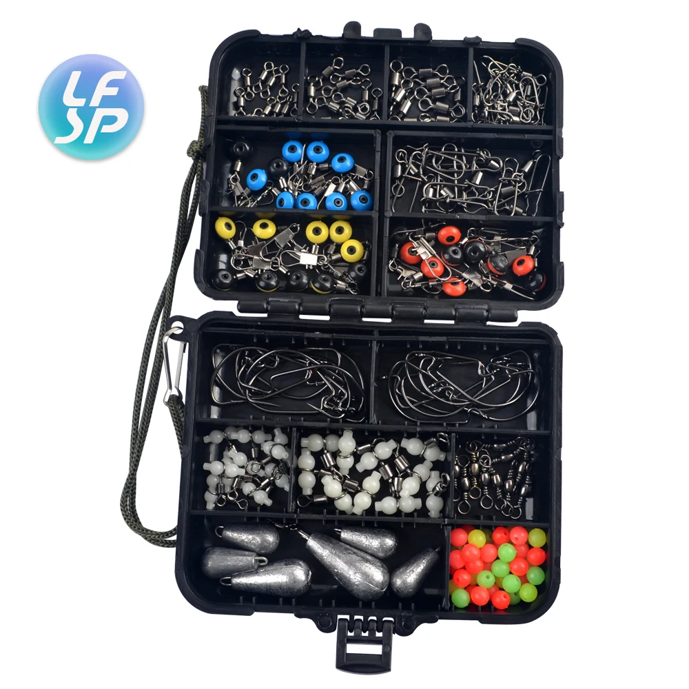 

177 pcs/box Fishing Accessories Kit Including Jig Hooks fishing Sinker weights fishing Swivels Snaps Fishing Tackle Box