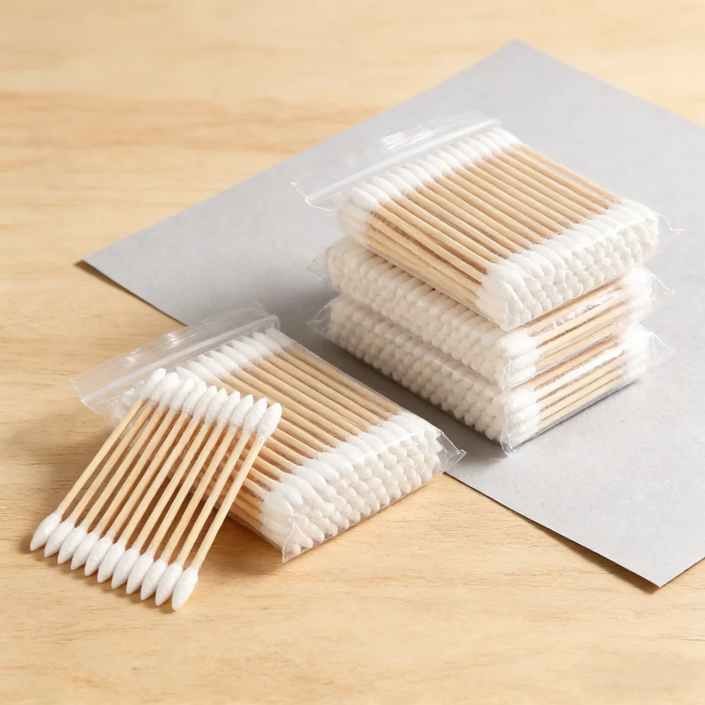 

7.5CM Wooden Stick Double Cotton Swabs, Disposable Soft Dual-Ended Cotton Buds for Tattoo & Household & Beauty Use,makeup clean