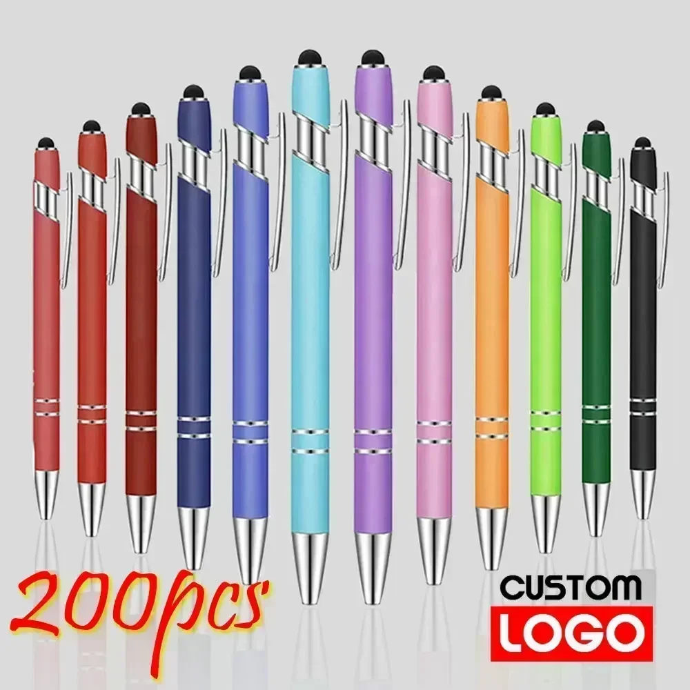 

200 Pcs Light - Metal Capacitive Universal Touch Screen Stylus Ballpoint Pen Writing Stationery Office Gifts Free custom Logo