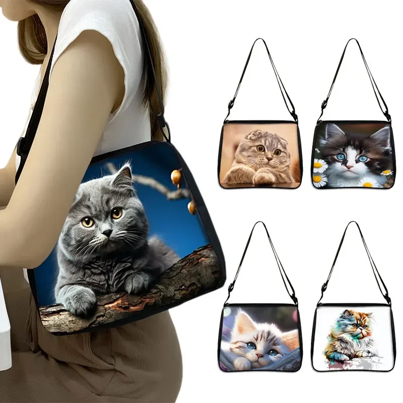 

Cute Persian/Siamese Cat Handbags for Travel Scottish British Cat Messenger Bag Kitten Shoulder Bag Crossbody Bag Phone Holder