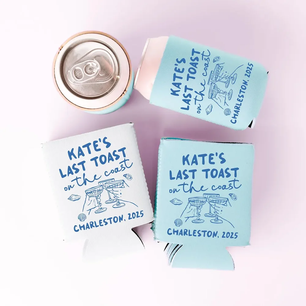 

3pcs Custom Last Toast on The Coast Can Coolers Personalized Can Sleeves Beach Coastal Grandmother Bachelorette Party Favors