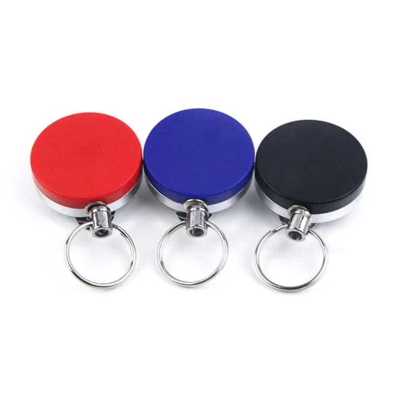 4.0cm Diameter Badge Reel Plastic Metal Keychain with Back Side Clip Anti-lost Pass ID Card Tag Clip Retractable Badge Reels