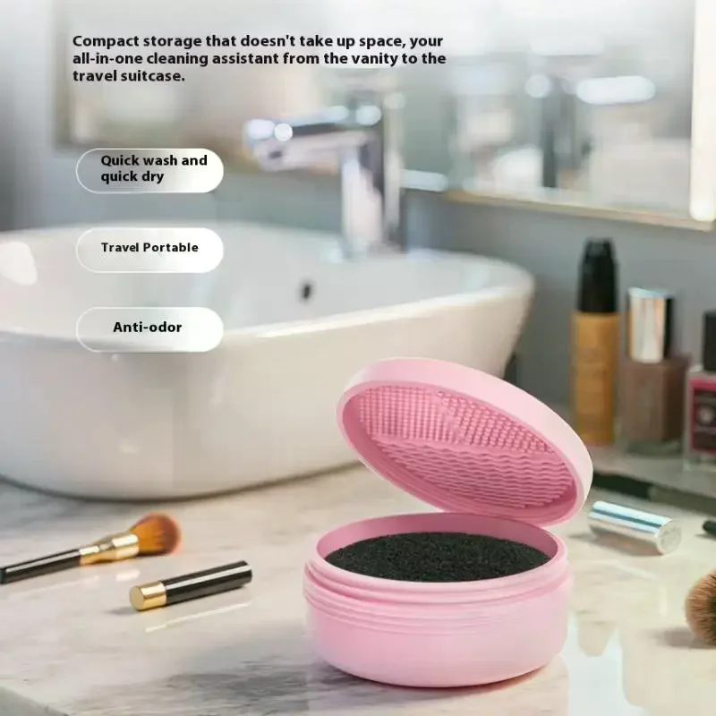 Caja de limpieza de brochas de maquillaje, esponja de limpieza rápida, cepillos para sombra de ojos, limpiador en seco, herramienta de limpieza de polvo, accesorios de maquillaje