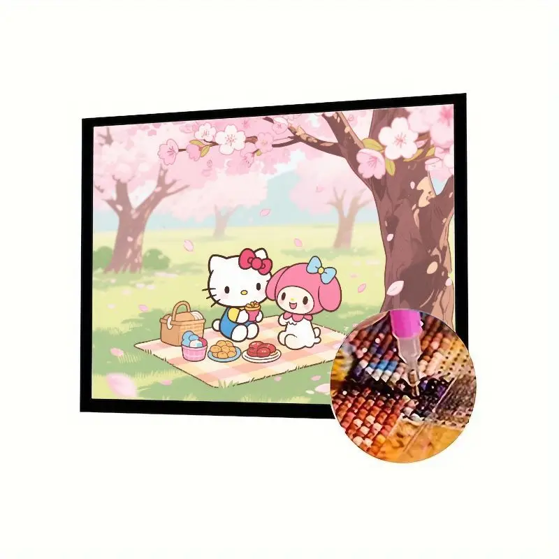 

1 шт. Набор для алмазной живописи Hello Kitty My Melody - милые персонажи мультфильмов Sanrio 5D DIY Full Drill Diamond Art с изображением пикника U
