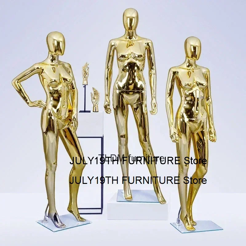 Modern Gold Mannequins for Women's Clothing Stylish Plastic Full Body Mannequins Simple Adult Mannequins for Clothing Stores