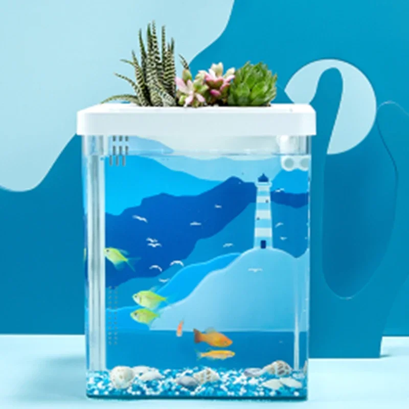 Origin Ji intelligent eye protection fish tank mini desktop ecological fish tank living room small micro landscape gift children