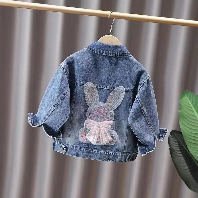 Baby Girls Denim Coat Spring and Autumn 2024 New Korean Children's Fashion Casual Denim Jacket Kids Top