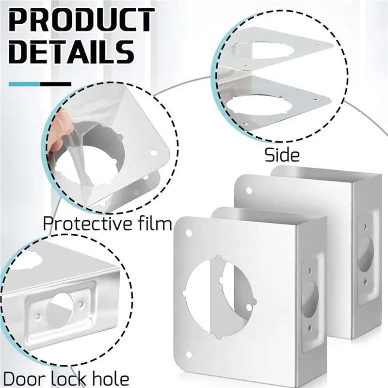 【CYBER MONDAY】5X New Locking Door Reinforcement Plate 2-1/8 Inch Single Hole 2-3/8 Inch Back Plate Hole Door Reinforcement Repai