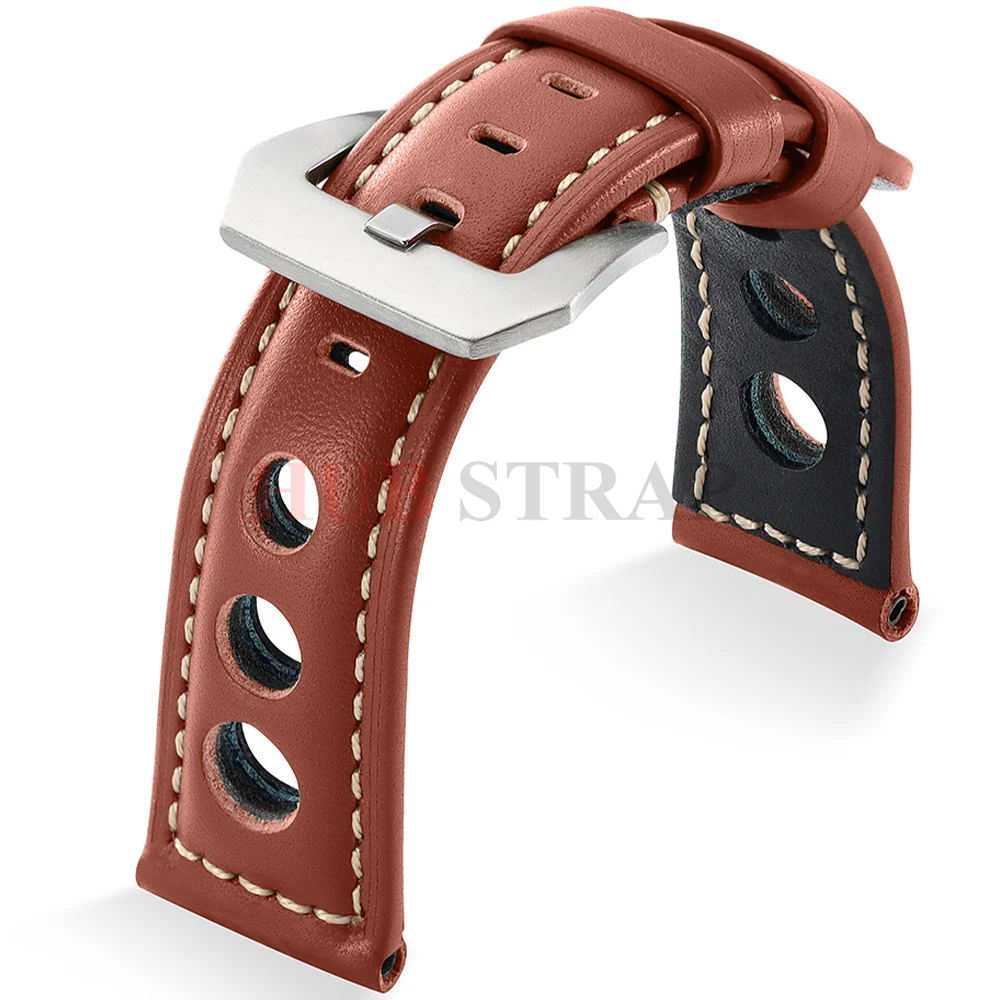 Rindsleder Uhrenarmbänder 20mm 22mm 24mm 26mm Dunkelbraun Damen Herren Mode Echtes Leder Atmungsaktives Uhrenarmband Gürtel Dornschließe