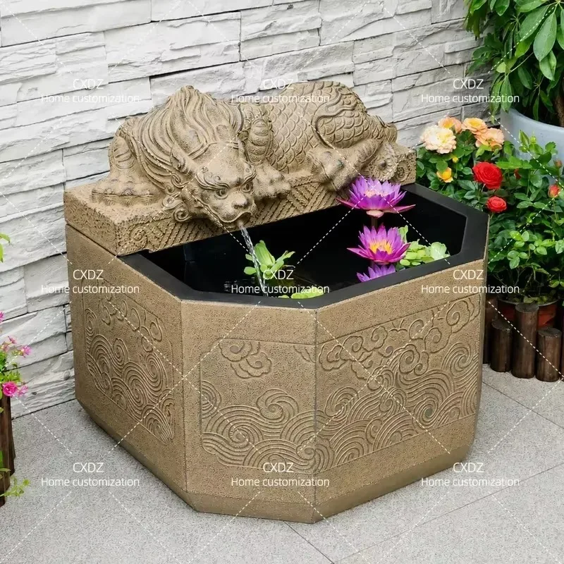Chinese Style Outdoor Garden Fish Tank Water Circulation Fountain Pool Landscaping Decoration Ornament