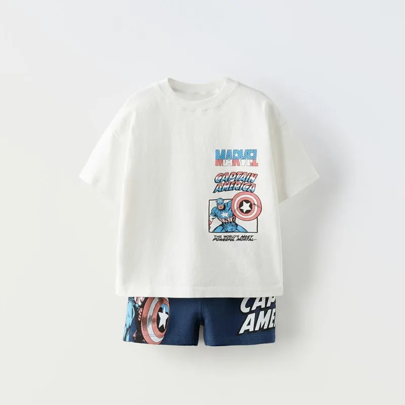 Marvel Boy Sets Clothing Summer Short Sleeved Leisure Tee Shirts +shorts Sets 2pcs Clothing Kids Infant Toddler Boy Outfits image 4
