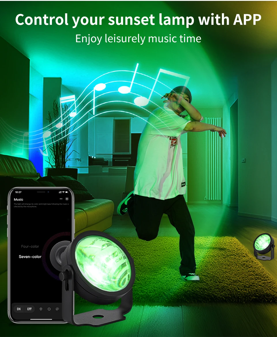 Tuya Smart Sunset Lamp Night Light Sunset Projector Smart Life APP Remote Led Lights For Photography Selfie Party Decoration
