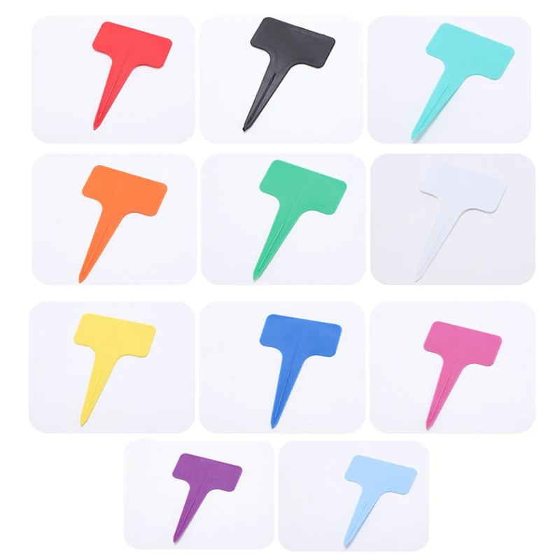 100pcs PP Plant Labels Marker Writable Garden Plant Tags Classification Bonsai Sign Tag T-Type Writing Plate Board Card 6x10cm