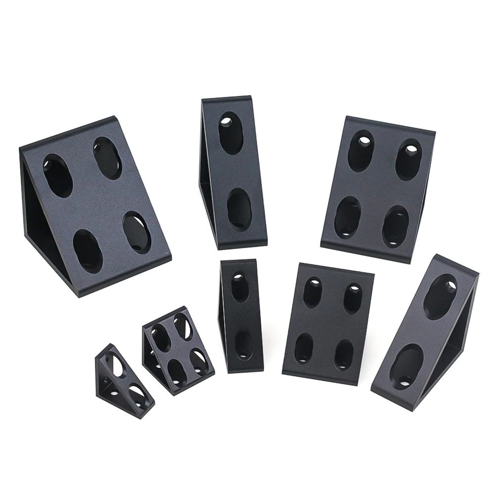 Black Aluminum Profile Right Angle Block Triangle Connector Bracket For 2020 3030 4040 4080 series V-slot Aluminum Profile