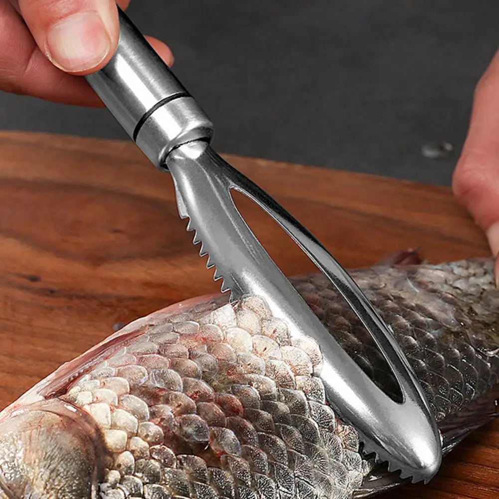 Hand Safety Fish Descaler Stainless Steel Fish Scale Scraper Set with Non-slip Handle Premium Fish Kit for Home Kitchen