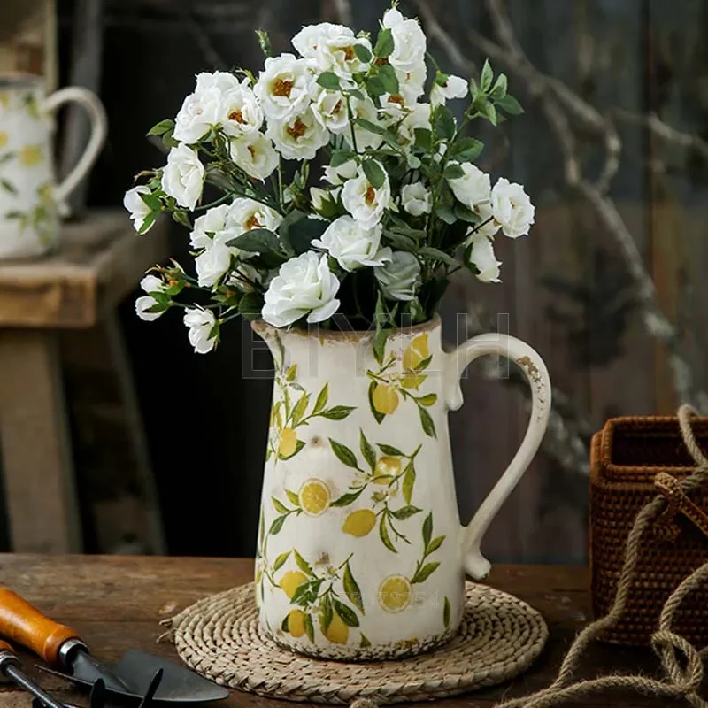

Ceramic Vase For Home Decoration Nordic Decorative Ornament Hydroponic Plant Breeding Station Retro Flowervase Table Accessories