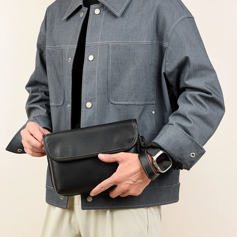 Solid color genuine leather cowhide Men's shoulder bag crossbody bags for men bolsos para hombre bandolera hombre Bags men сумка