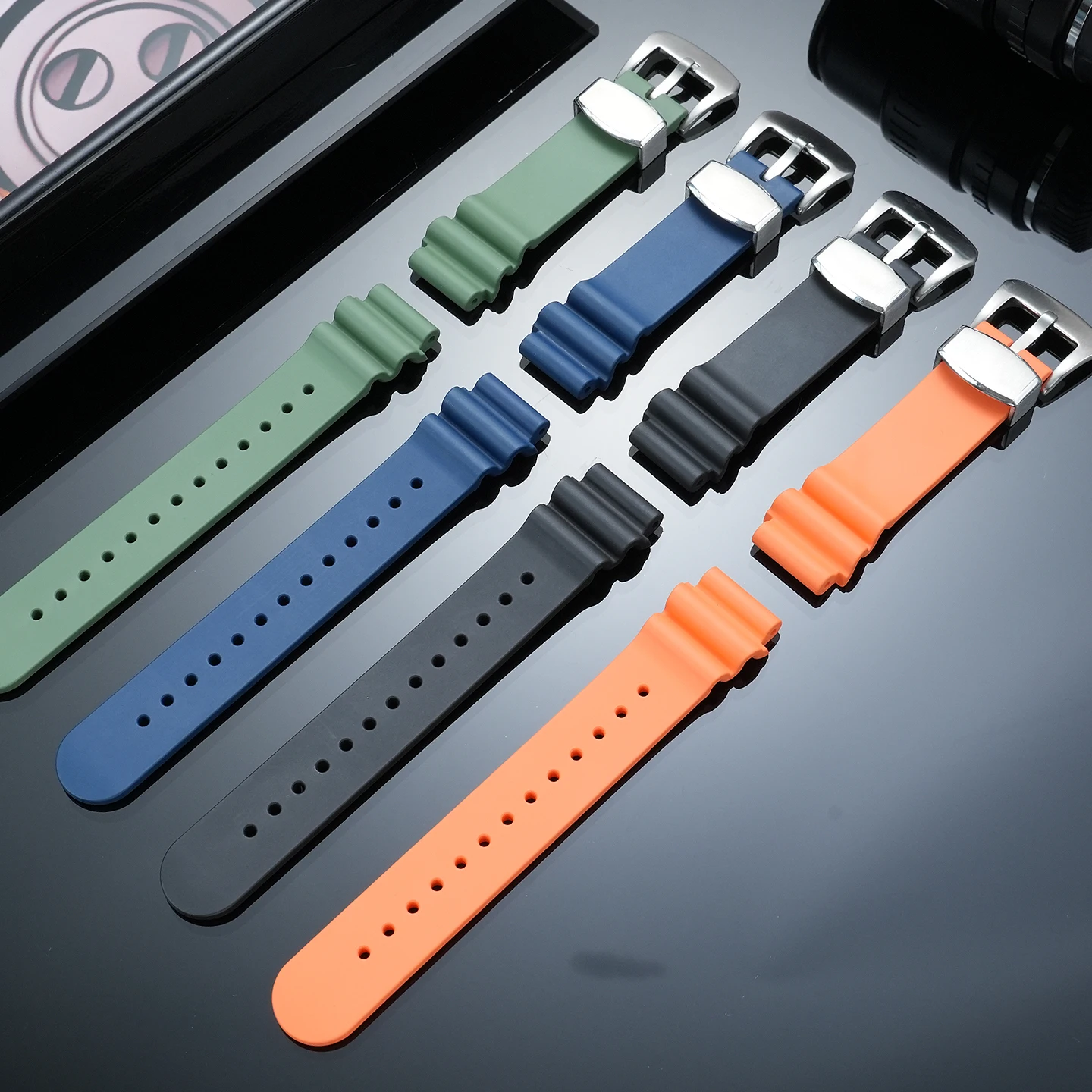 PROSPEX Tuna Can Diver FMK-Exclusive Notched Fluororubber Strap, 22 mm  for Seiko SPB053J1/SPB453J1 “Little Genki”