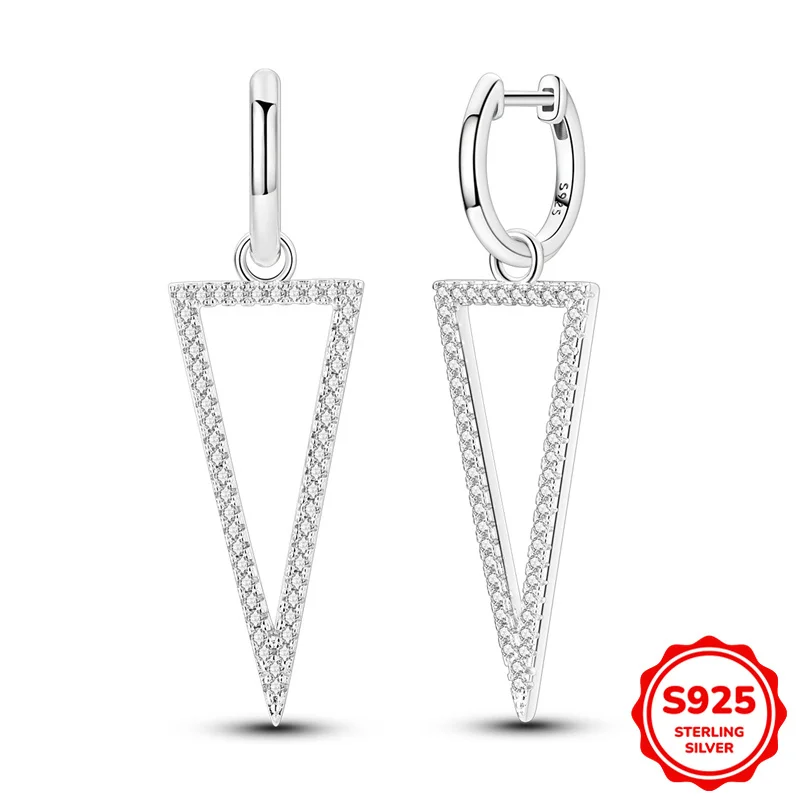 

100 %925 Sterling Silver Earrings Women Shining Triangular Snake Bone Pattern Hoop Earring For Anniversary Wedding Jewelry Gift