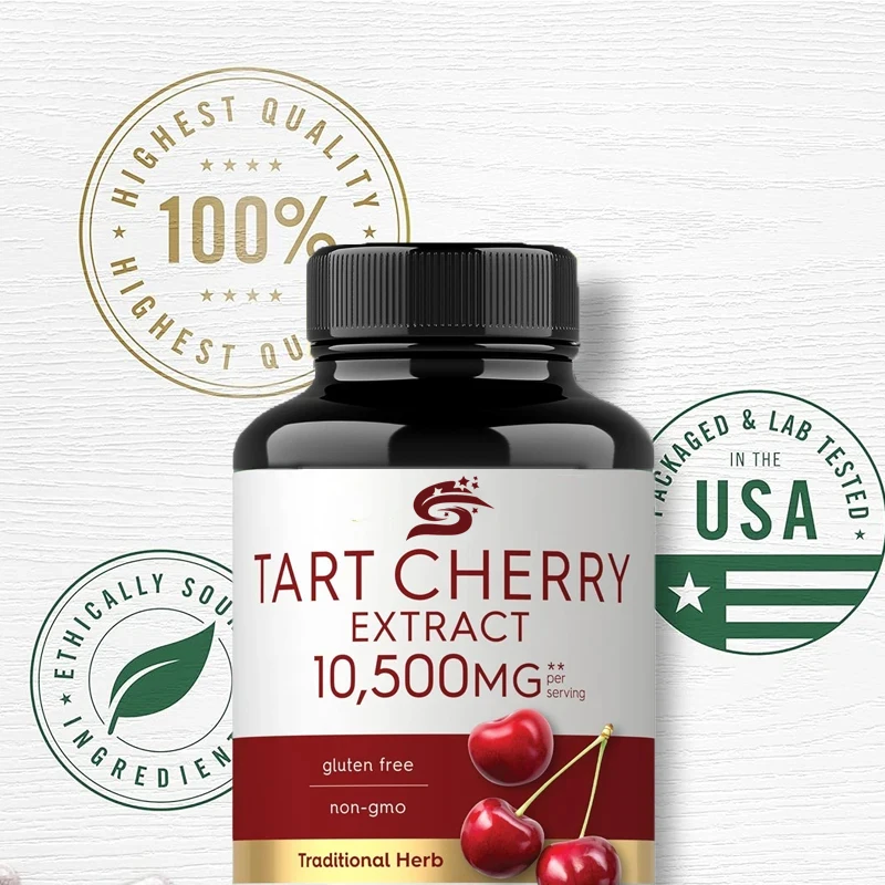 Sour Cherry Extract Capsules 10500 Mg 60 Capsules Maximum Potency Non Genetically Modified, Gluten Free