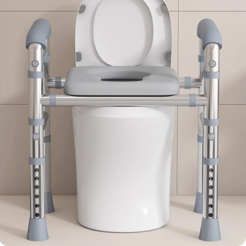 Adult Toilet Booster Chairs with Handrails Portable Elderly Bath Seat Easy Clean CommodeToilet Mobility Aids Elderly People Help