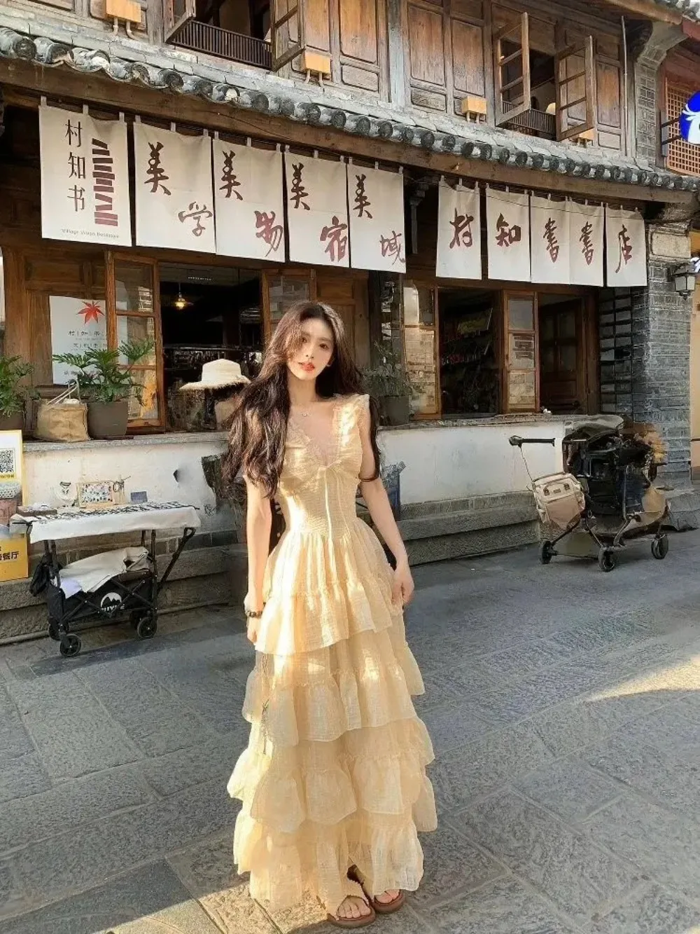 ‌ Vestido de princesa elegante – Moda coreana macia, saia de tule em camadas, presente para ela ‌ Vestido elegante de princesa fada