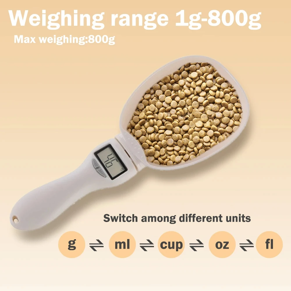 Pet Food Measuring Scoop Electronic Dog Cat Food Measuring Cup Digital Spoon Scale Kitchen Food Scale with LED Display