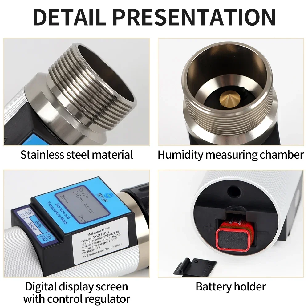High Accuracy Portable Rice Hygrometer Moisture Meter Humidity Analyzer Grain Moisture Meter