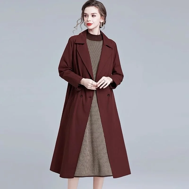 

Men Turn Down Collar Overcoat Autumn New Casual Trendy Jacket Coat Long Length Trench Lightweight Windproof Street Fashion Coat