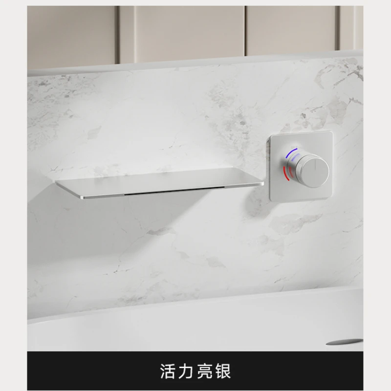 All-copper concealed rack for washing hands, bathroom, hot and cold black wall, toilet waterfall faucet.