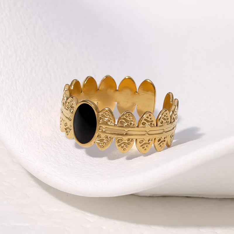 Vintage Gold Color Metal Rings Stackable Palace Style Jewelry Adjustable Women Rings Punk Goth Accessories