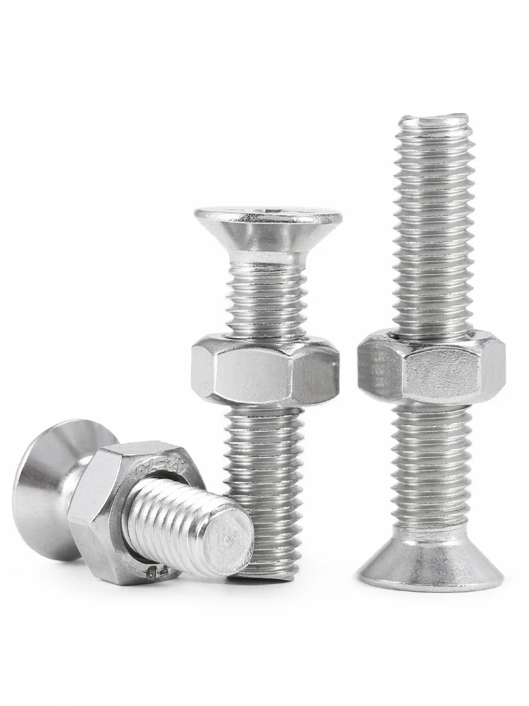M2 M2.5 M3 M4 304 Stainless Steel Two-piece Screw Nut Set Cross Phillips Countersunk Flat Head Bolt Hexagon Nut Combination Set