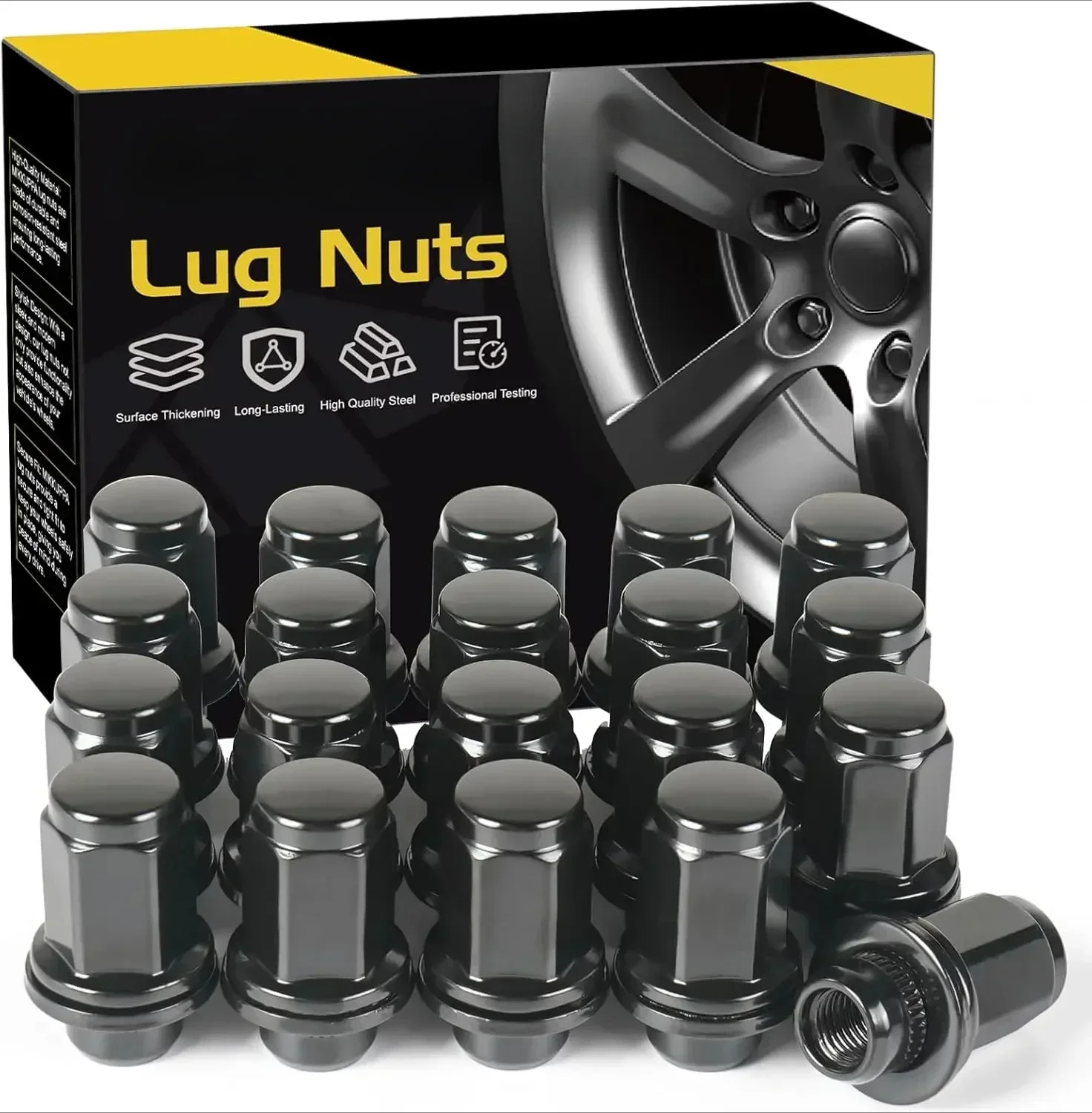 

20pcs M12X1.5OEM Mag Lug Nuts - 1.87" (47mm) Height 13/16" Hex Black Replacement for 1983-2022 Toyota Camry