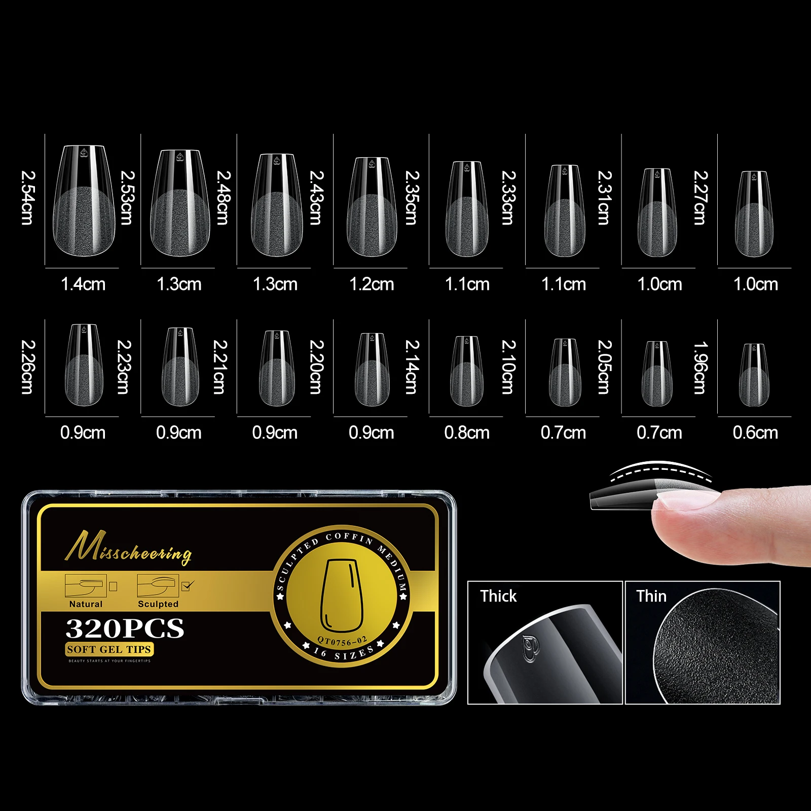 S-2XL Glänzende falsche Nagelspitzen, geformtes weiches Gel, Mandelsarg, Stiletto, vollständige Abdeckung, zum Aufdrücken der Nägel, künstliche DIY-Verlängerungsversorgung – Detail 7