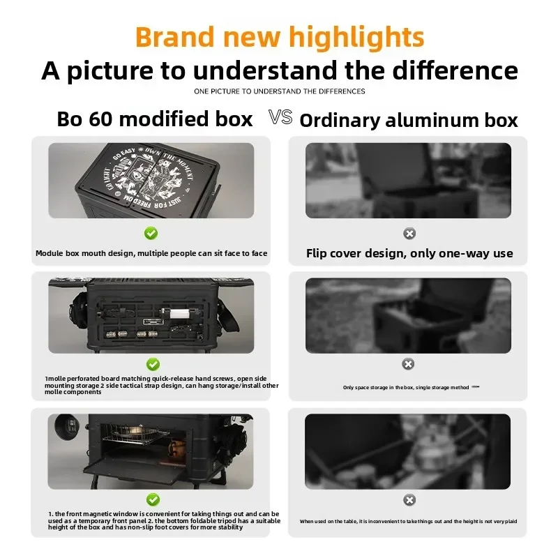 ROCKBROOK Capacity Equipment Storage Box Car Outdoor Camping 60 Aluminum Alloy Molle Tactical Storage Box Camping Large