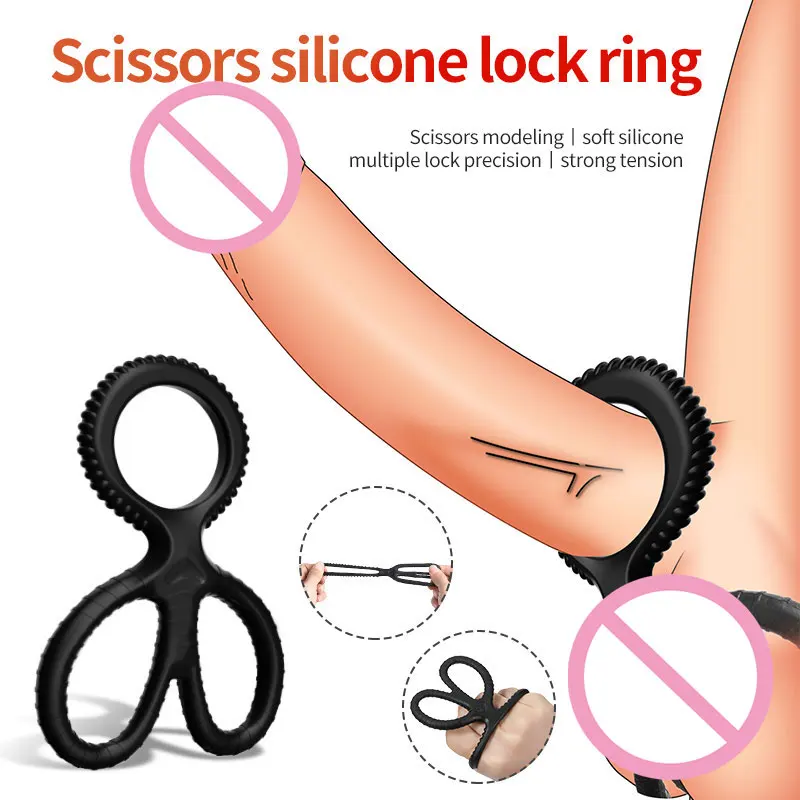 Silicone Lock Semen Ring Men Sex Toy Three Ring Locked Egg Delay Ejaculation Penis Keep Erect Adult Products Reusable Cock Rings