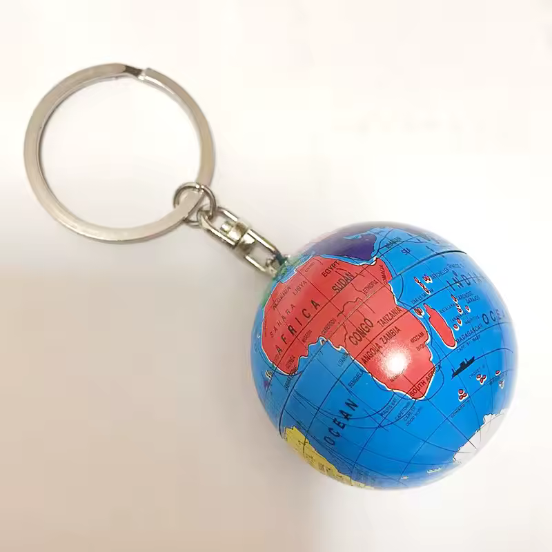 Keychain גלוב כדור הארץ עולם מפתח תליון Keyring כוכב טבעות ילדים קסמי טבעת מיני מפת תיק תליית בעל בתפזורת סט