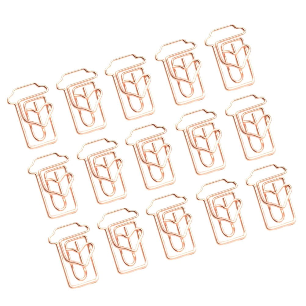 

24pcs Rose Gold Paper Clips Coffee Cup Shaped Metal Holders for Office School Notebook Calendar Marker Scrapbook Notepad