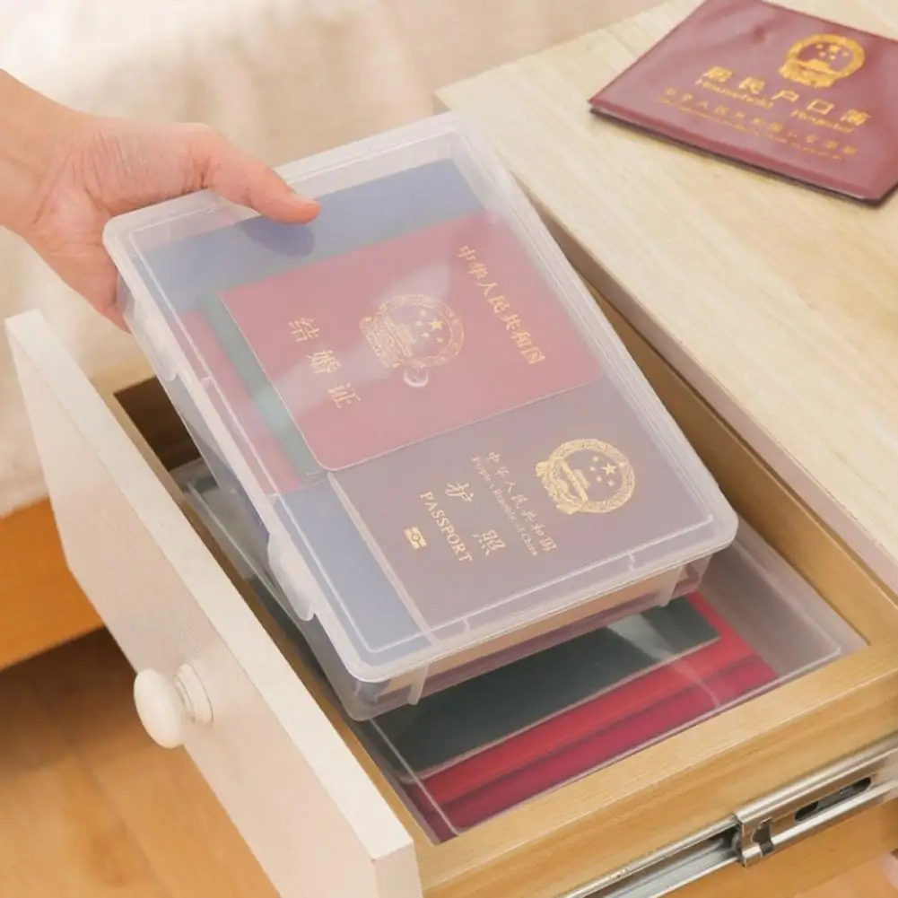 Document Storage Container Transparent Plastic Box For Data Certificate Stationery Jewelry A4 File Organizer Home Office Suppy