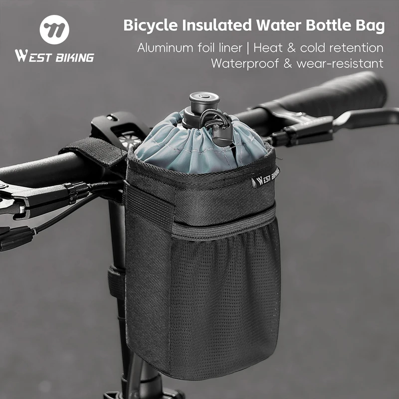 

WEST BIKING Cycling Water Bottle Bag Outdoor 1L Large Capacity Insulated Handlebar Water Bottle Bag Kettle Carrier Bicycle Bag