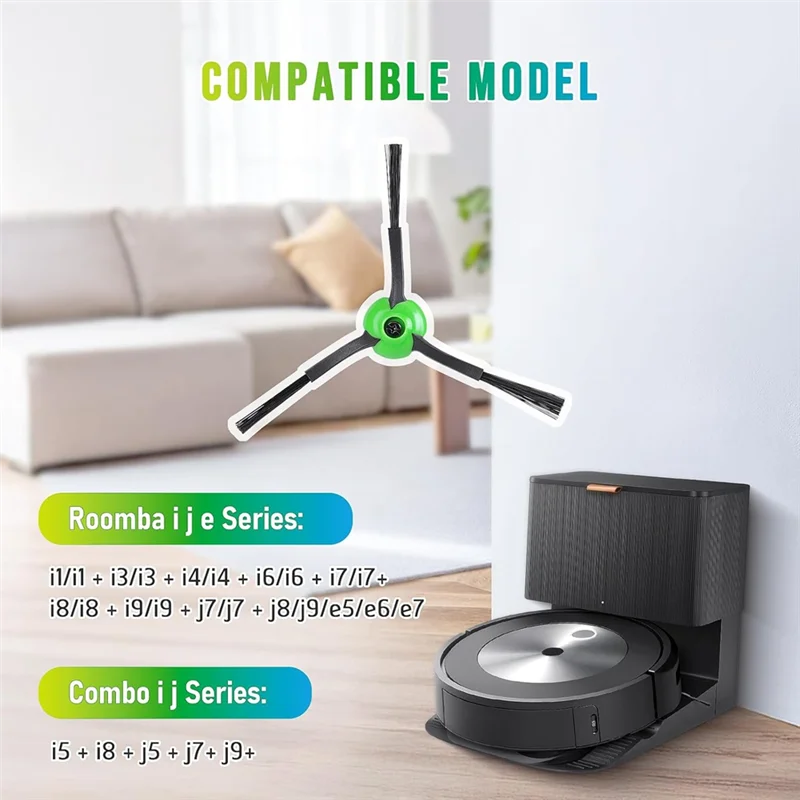 فرشاة كنس ABNO-Edge متوافقة مع Irobot Roomba I,E,&J Series I3, I3+, J5+, E5, E6, E7 استبدال الفرش الجانبية