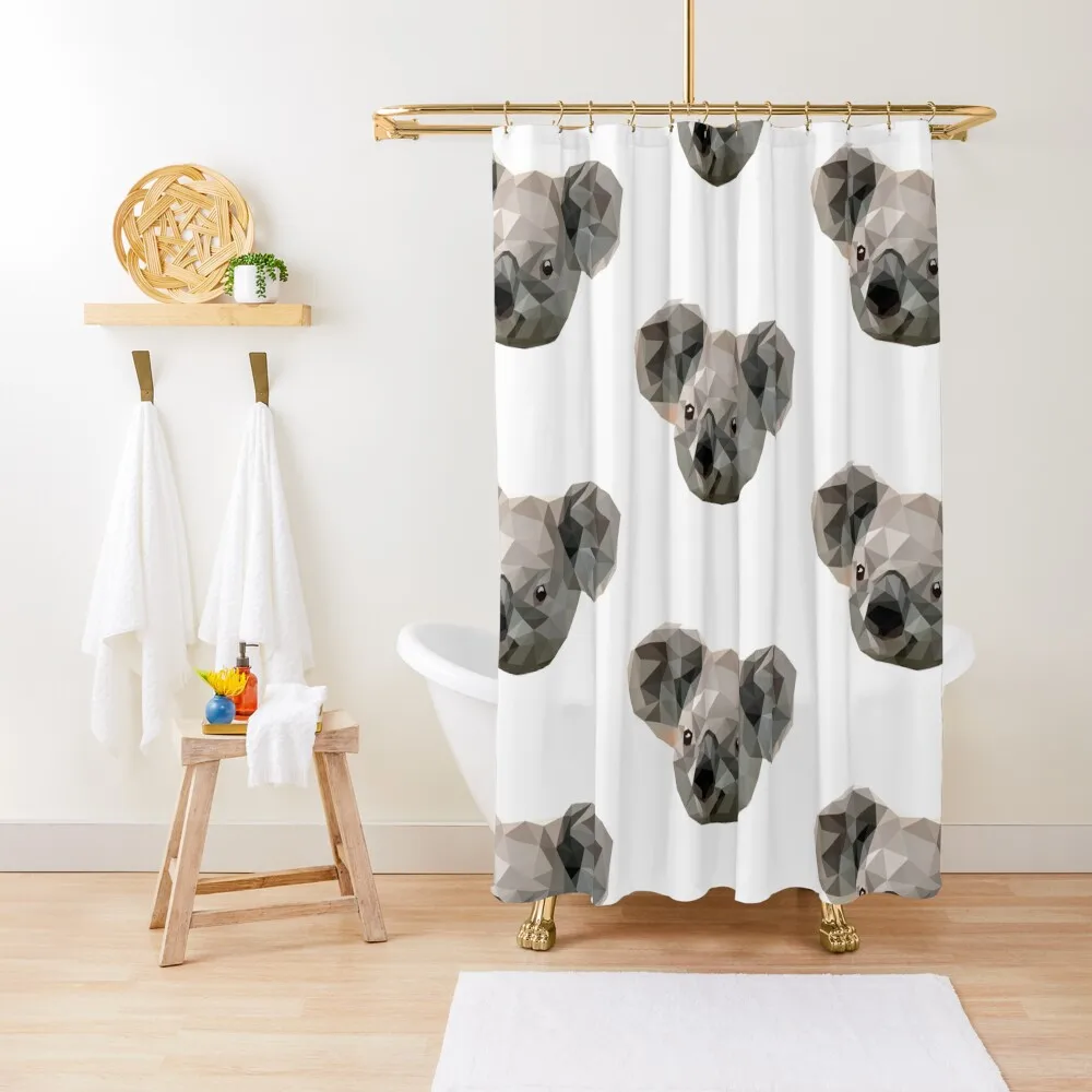 

Koala head animal low poly Shower Curtain Shower For Bathrooms Bathroom Accessories For Bathrooms Curtain